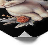 Blumenkronen-Osterhase mit Frühlings-Ei-Design Poster (Ecke)