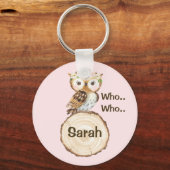 Blumenkronenschale und Holzschliff Personalisiert Schlüsselanhänger (Vorderseite)