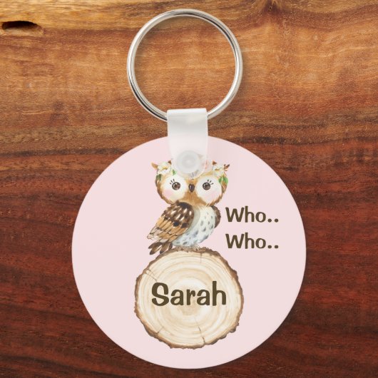 Blumenkronenschale und Holzschliff Personalisiert Schlüsselanhänger (Vorderseite)