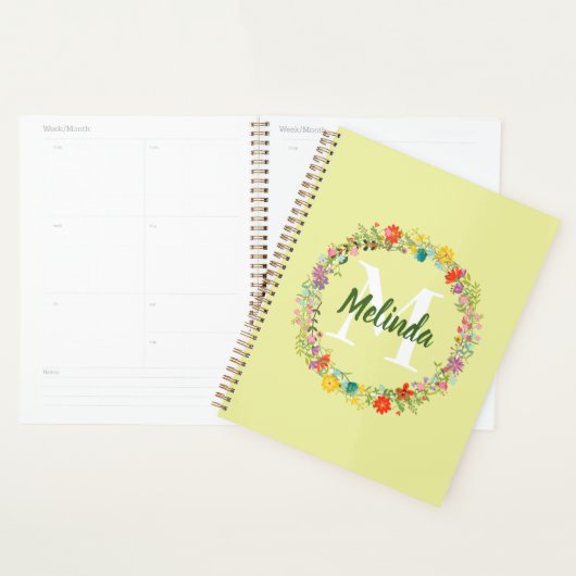 Blumenkronenstreifen Personalisierte Monogramm Planer (Anzeige)