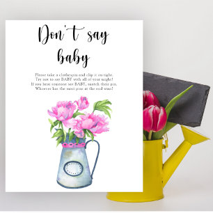 Blumenkrug Baby Shower - Nicht Baby sagen Poster