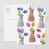 Blumenkübel-Muster Postkarte (Vorne/Hinten)