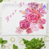 Blumenküche Handtuch mit individuellem Text (Gefaltet)