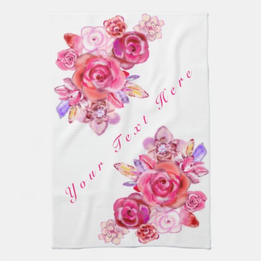 Blumenküche Handtuch mit individuellem Text (Vertikal)