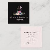 Blumenkuchen für Glitzer Quadratische Visitenkarte (Vorne/Hinten)