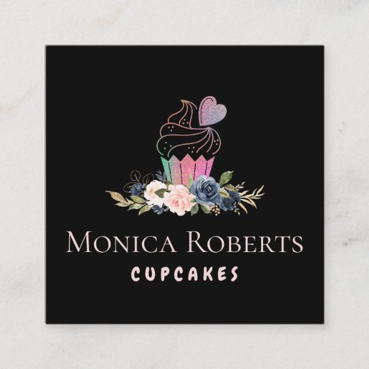 Blumenkuchen für Glitzer Quadratische Visitenkarte (Vorderseite)