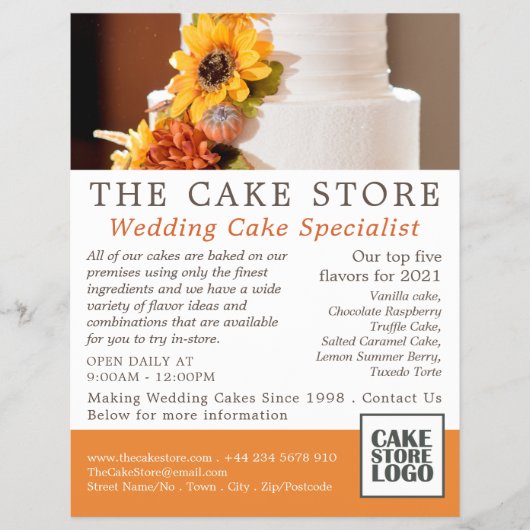 Blumenkuchen, Kuchen/Kuchen-Store Werbung Flyer (Vorne)