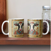 Blumenkuh Folk Kunst Zweifarbige Tasse