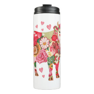 Blumenkuh Png, Süße Kuh Design Png Thermosbecher