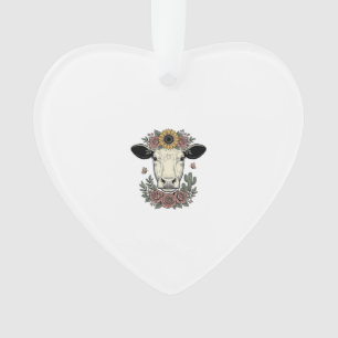 Blumenkuhkopf im Vintage-Stil Gravur Design_1 Ornament