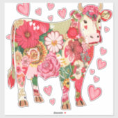 Blumenkuhpingel, Niedliche Kuhkonstruktionsleuchte Aufkleber (Blatt)