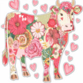 Blumenkuhpingel, Niedliche Kuhkonstruktionsleuchte Aufkleber (Vorderseite)