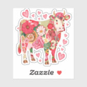 Blumenkuhpingel, Niedliche Kuhkonstruktionsleuchte Aufkleber (Blatt)