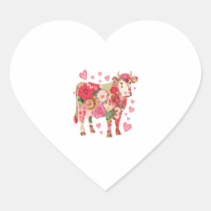 Blumenkuhpingel, Niedliche Kuhkonstruktionsleuchte Herz-Aufkleber