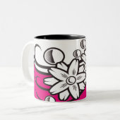 Blumenkunst auf rosa niedriger Tasse (Vorderseite Links)