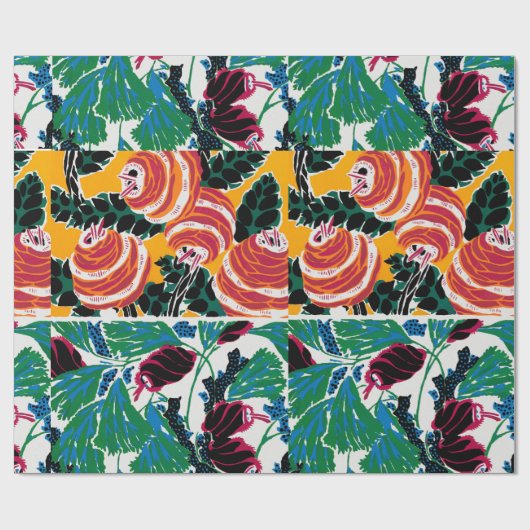 Blumenkunst Deko-Muster Orientalisches Wrapping Pa Geschenkpapier (Flach)