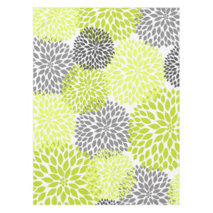 Blumenkunst der Chartreuse grünen grauen Dahlie Tischdecke