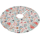 Blumenkunst-Design mit blauen, roten Blume Polyester Weihnachtsbaumdecke (Schrägansicht)