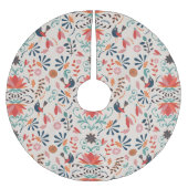 Blumenkunst-Design mit blauen, roten Blume Polyester Weihnachtsbaumdecke (Vorderseite)