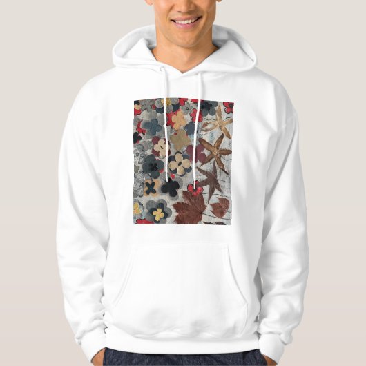 Blumenkunst-Druck Teal Hoodie (Vorderseite)