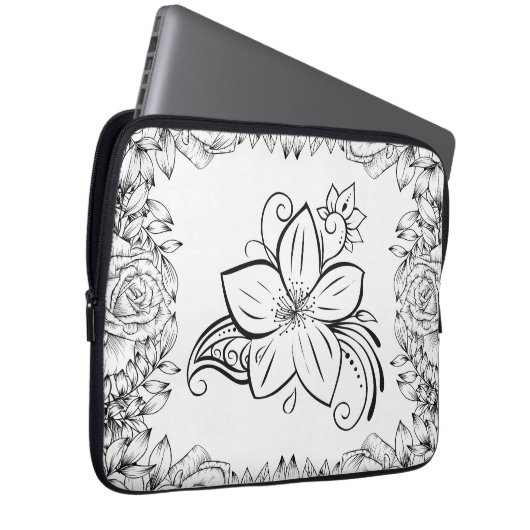 Blumenkunst, einfarbige Schönheit Laptopschutzhülle (Vorne Rechts)
