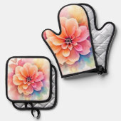 Blumenkunst enthüllt Design Ofenhandschuh & Topflappen-Set (Vorderseite/Rückseite)