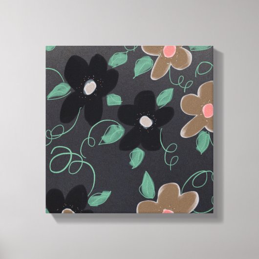 Blumenkunst in Schwarz Leinwanddruck (Vorderseite)