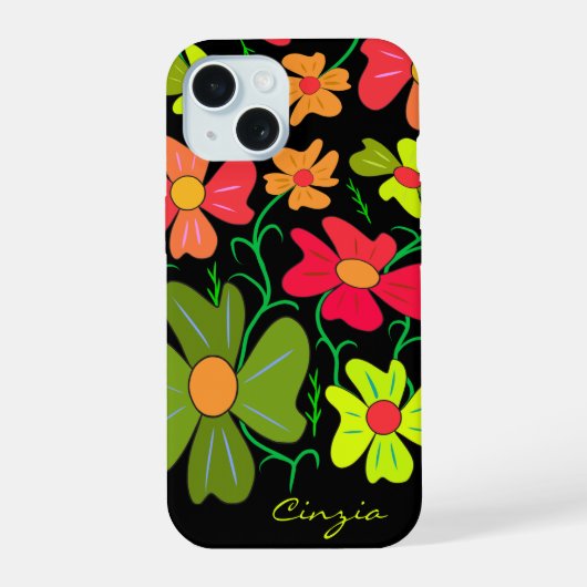 Blumenkunst iPhone 15 Hülle (Rückseite)