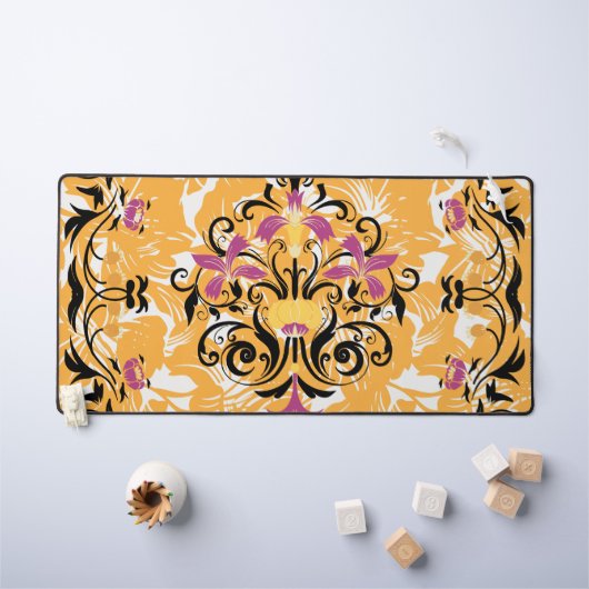 Blumenkunst, Langlebigkeit, Lila und schwarze Blum Schreibtischunterlage (Kindertisch)