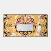 Blumenkunst, Langlebigkeit, Lila und schwarze Blum Schreibtischunterlage (Tastatur & Maus)