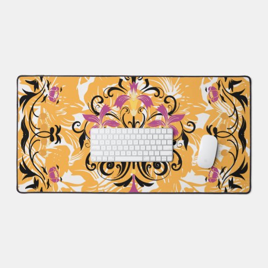 Blumenkunst, Langlebigkeit, Lila und schwarze Blum Schreibtischunterlage (Tastatur & Maus)