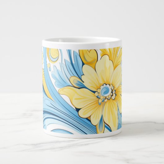 Blumenkunst-Muster Extra-Large Tasse (Vorderseite)