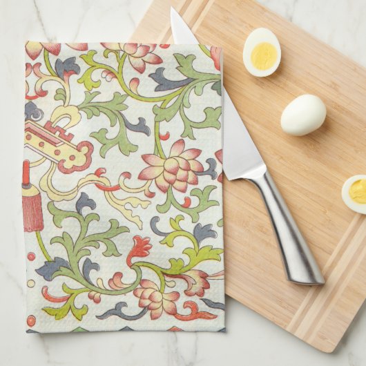 Blumenkunst Muster Vintage Textil Geschirrtuch (Viertel Falte)