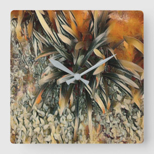 Blumenkunst Quadratische Wanduhr