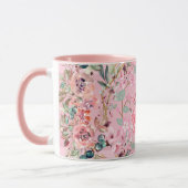 Blumenkunst, rosa Blumenreste, rosa Kunst Tasse (Links)
