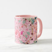 Blumenkunst, rosa Blumenreste, rosa Kunst Tasse (VorderseiteRechts)