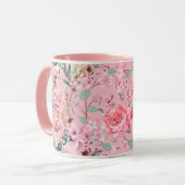 Blumenkunst, rosa Blumenreste, rosa Kunst Tasse (Vorderseite Links)