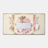 Blumenkunst, rosafarbene Grafik, Lady of Spring Schreibtischunterlage (Tastatur & Maus)