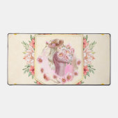 Blumenkunst, rosafarbene Grafik, Lady of Spring Schreibtischunterlage (Vorderseite)