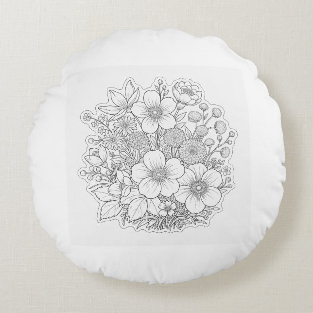 Blumenkunst Rundes Kissen (Vorderseite)