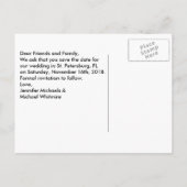 Blumenkunst Save the Date Ankündigungspostkarte (Rückseite)