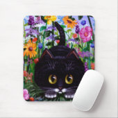 Blumenkunst-Schwarzestuxedo-Katzen-Blumen Mousepad (Mit Mouse)