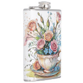 Blumenkunst Vinyl umwickelte Flasche Flachmann (Rechts)