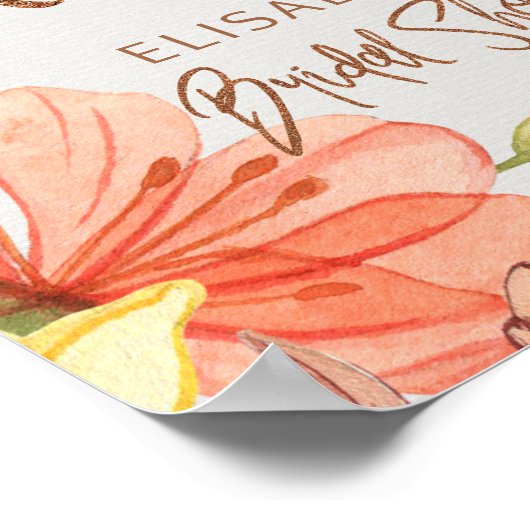 Blumenkupfer-Glitzer Brautparty Begrüßungszeichen Poster (Ecke)