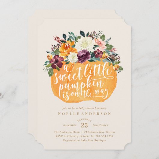 Blumenkürbis-Babyparty-Einladung Einladung (Vorne/Hinten)