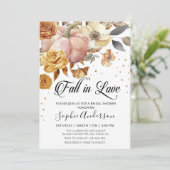 Blumenkürbis Fall im Brautparty der Liebe Einladung (Stehend Vorderseite)