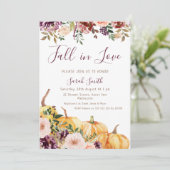 Blumenkürbis Fall im Brautparty der Liebe Einladung (Stehend Vorderseite)