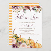 Blumenkürbis Fall im Brautparty der Liebe Einladung (Vorne/Hinten)