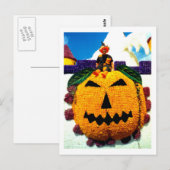 Blumenkürbis mit Hexe Postkarte (Vorne/Hinten)