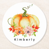 Blumenkürbis-Rundpapier-Untersetzer Runder Pappuntersetzer (Vorderseite)